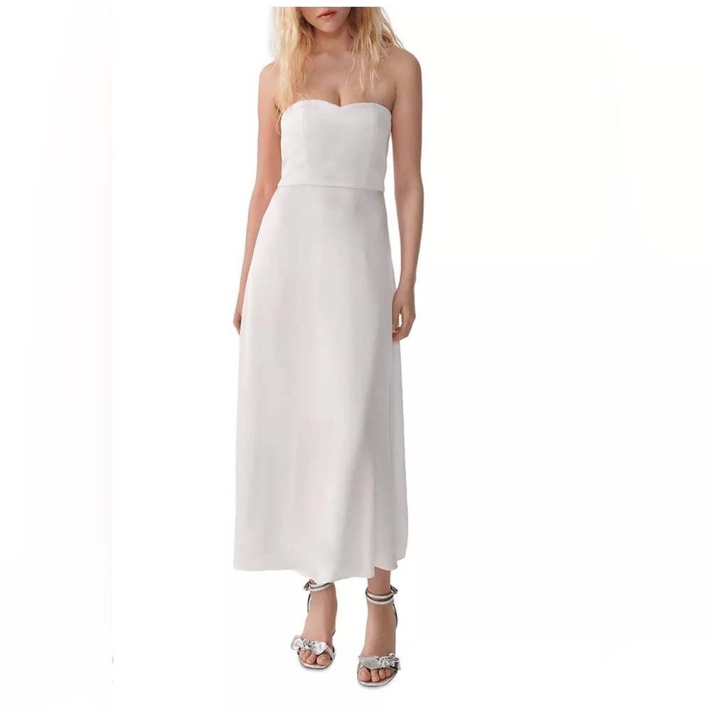 ba&sh Size M Ivory Satin Ben Strapless Dress Bridal Bridesmaid Formal NWT
